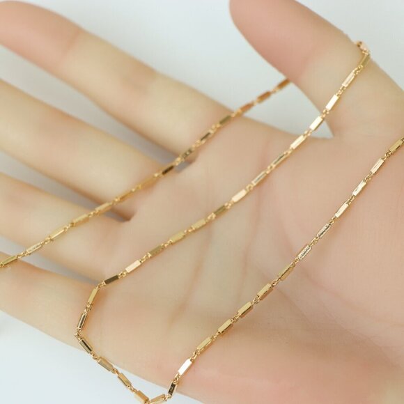 "Chunky Rectangle Chain Rose Gold Necklace, XPNL0181 - Picture 4 of 12